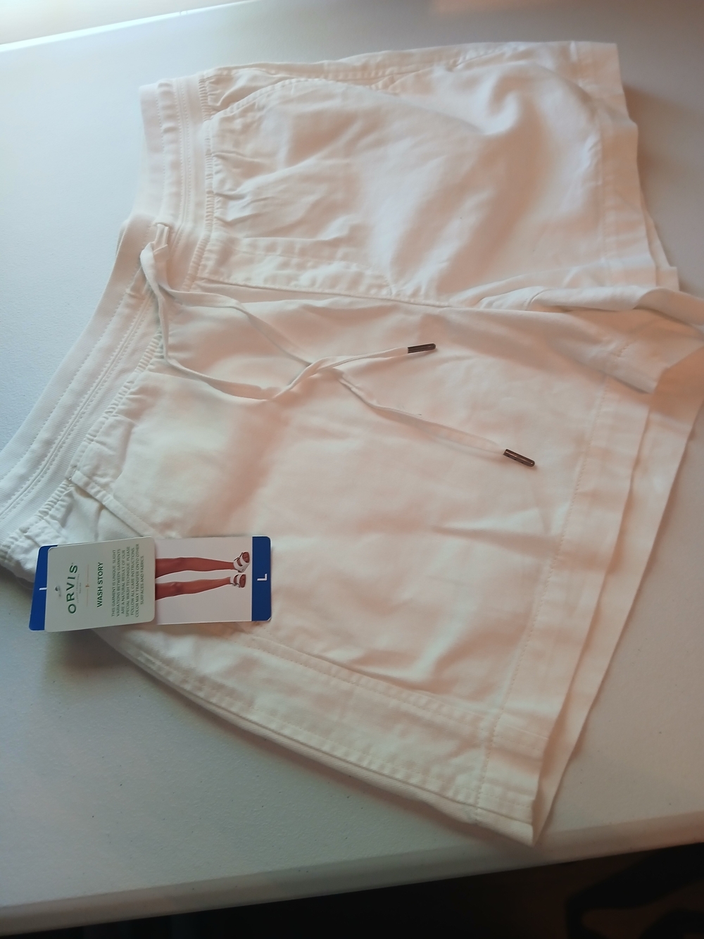 Orvis Women's White Drawstring Shorts Size L  NWT Hiking Fishing Summer Sporty